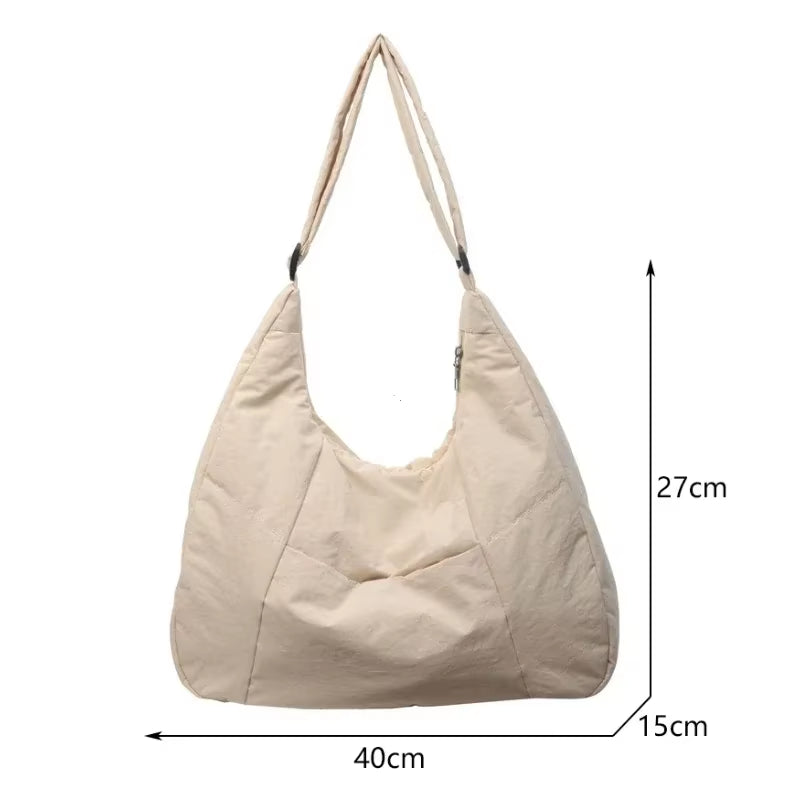 Y2K soft cloth women’s shoulder bag – casual, roomy, solid color.”