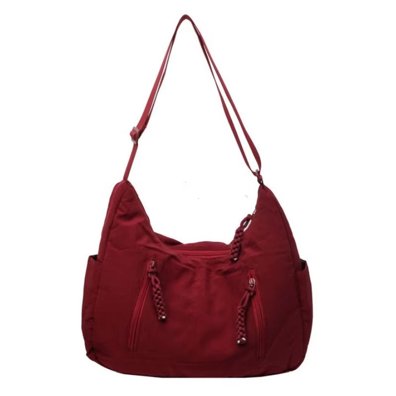 Y2K soft cloth women’s shoulder bag – casual, roomy, solid color.”