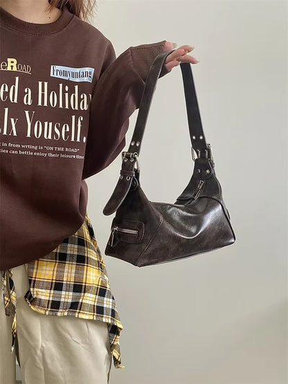 Vintage Y2K PU Leather Underarm Shoulder Bag