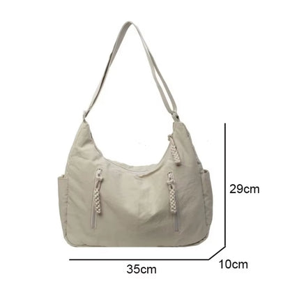 Y2K soft cloth women’s shoulder bag – casual, roomy, solid color.”